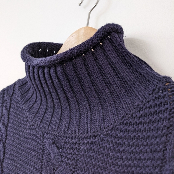 smart set navy cable knit angora blend sweater, xs - Picture 3 of 7